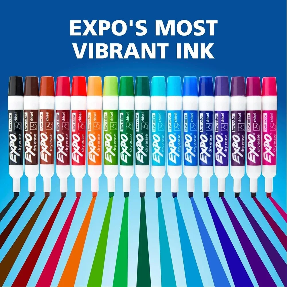 EXPO Low Odor Dry Erase Markers Chisel Tip Assorted Fashion Colors 36 Count